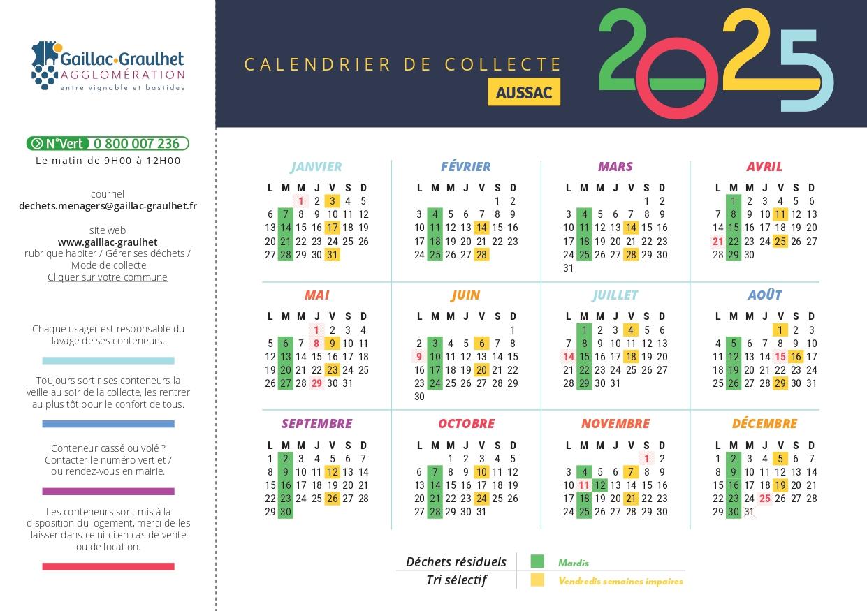 Calendrier collecte 2025